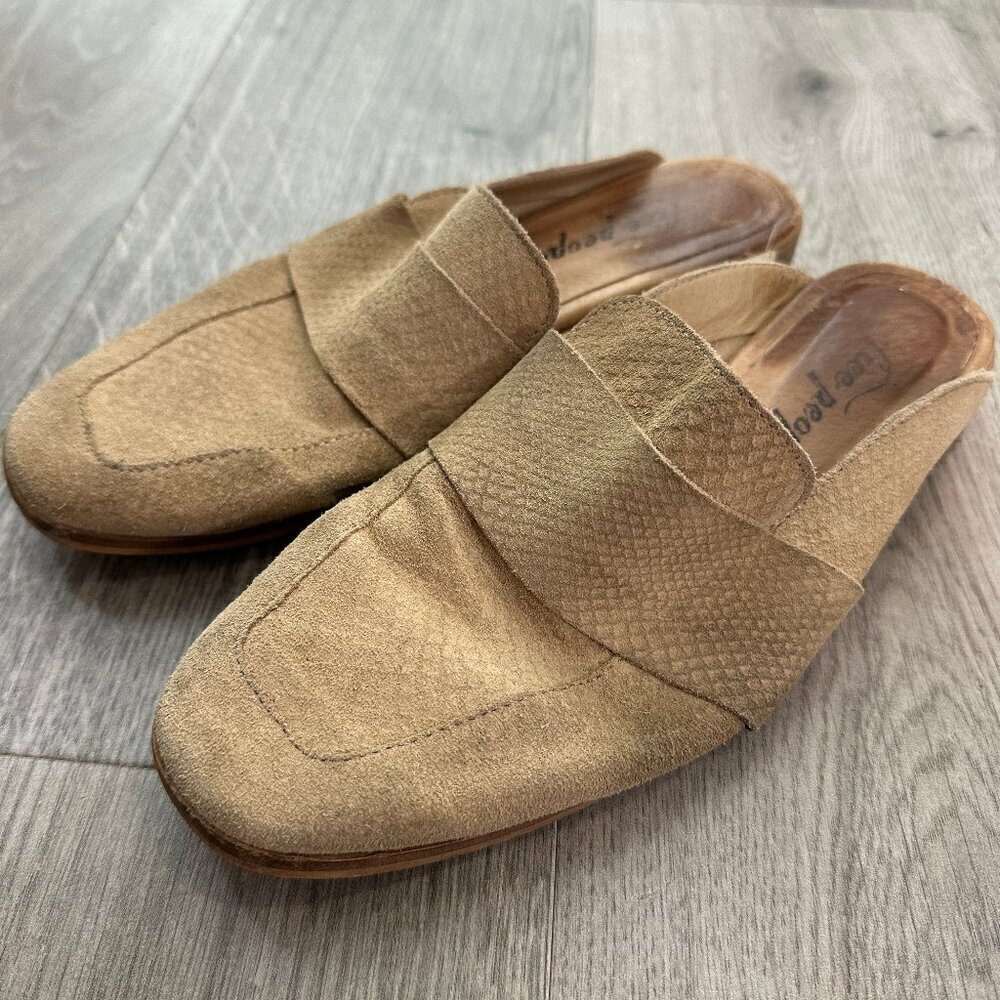 Free People Textile At Ease Loafer Nude Snake Slip On Mule Backless Shoe Size 36
